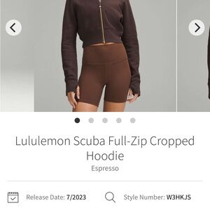 Lululemon Scuba Espresso Full-Zip Cropped Hoodie